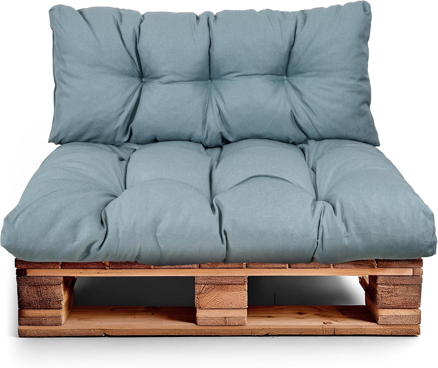 Best Wool Palettenkissen Set – Sitzkissen für Europaletten – Palettenpolster, Gefüllt mit Granuliertem Poulirette-Schaum – Inkl. Sitzkissen 120x80 +Rückenlehne 120x40