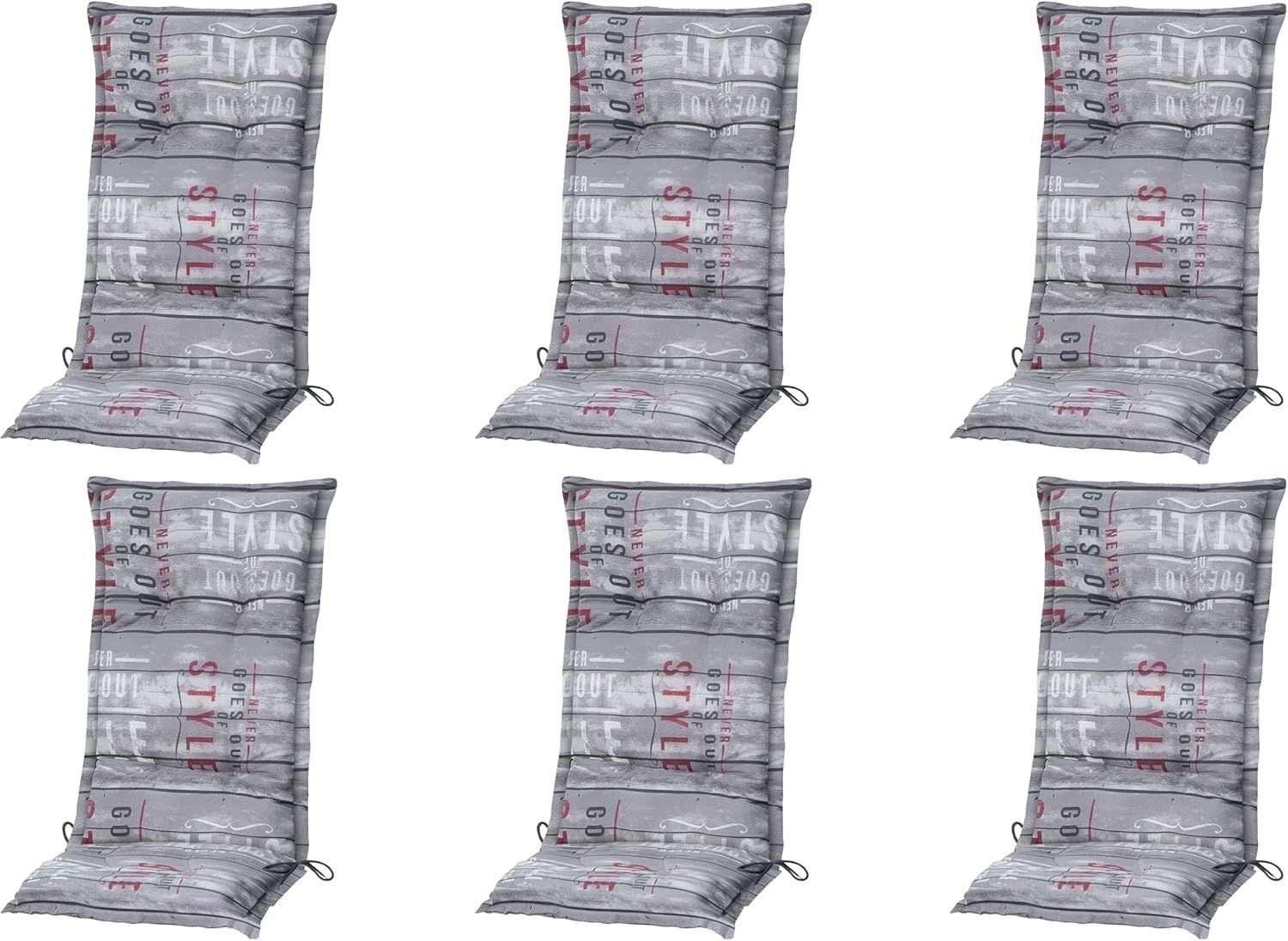 Madison 6x C067 Hochlehner Gartenstuhl Auflagen 8cm grau gestreift