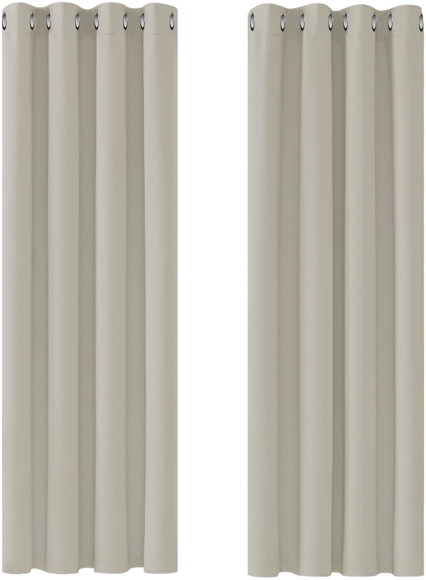 Deconovo Vorhang Blickdicht Verdunkelungsvorhang Ösenvorhang Gardinen gegen Kälte Vorhänge Wohnzimmer, 175x140 cm(HöhexBreite) cm, Creme, 2er Set