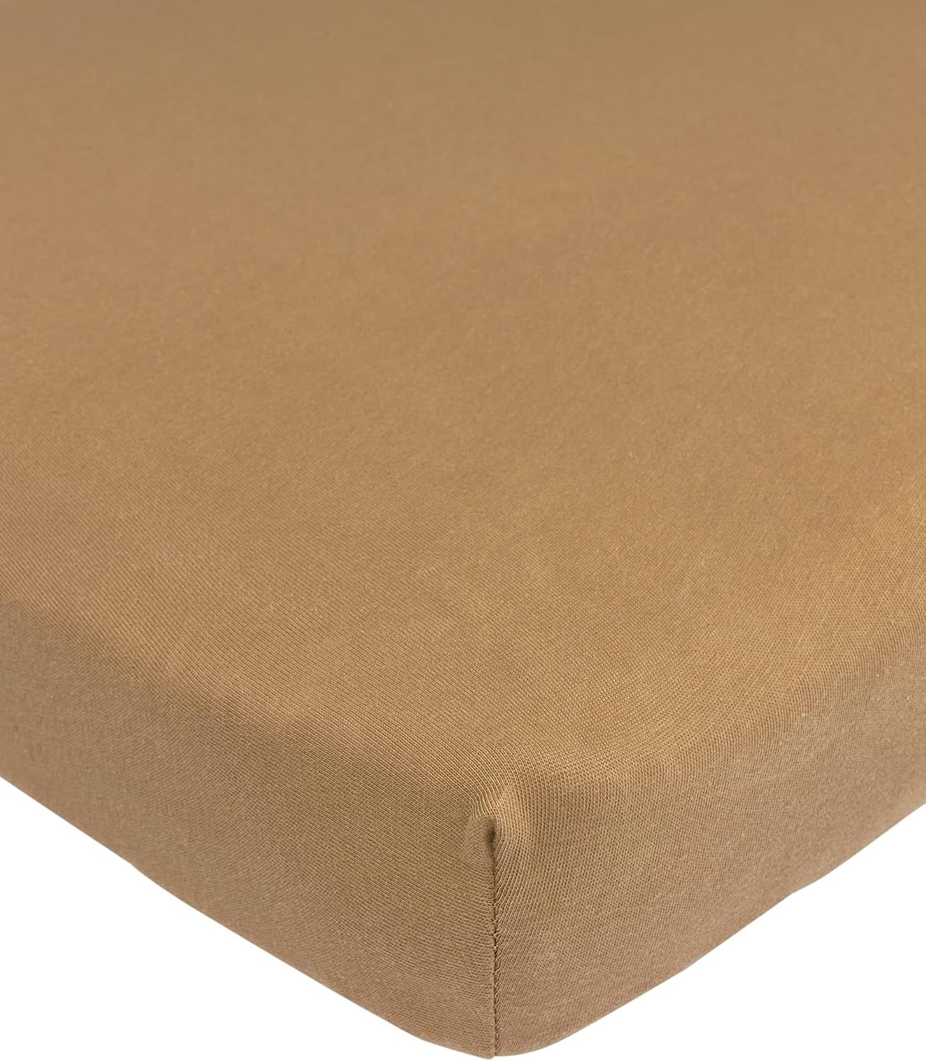 Meyco Baby Uni Spannbettlaken für die Laufgittermatratze (Bettlaken mit weicher Jersey-Qualität, aus 100% Baumwolle, perfekte Passform durch Rundum-Gummizug, atmungsaktiv, Maße: 75x95 cm), Toffee