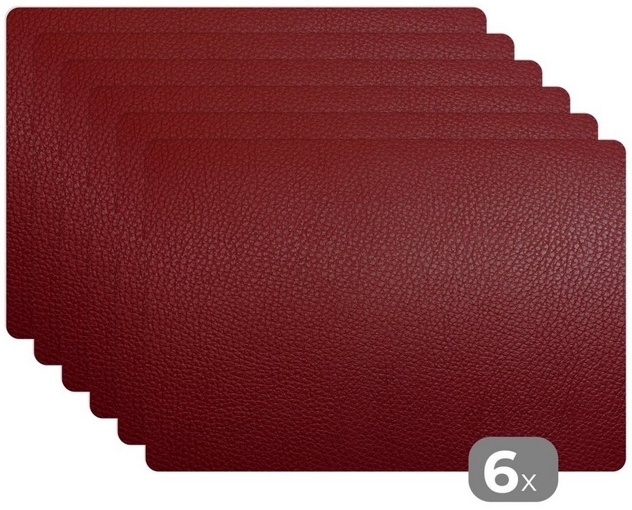 MuchoWow Platzset Leder - Lederoptik/print - Rot - Leicht, (6-St), Platzsets, Tischset, Abwaschbar, Tischsets, Platzdeckchen