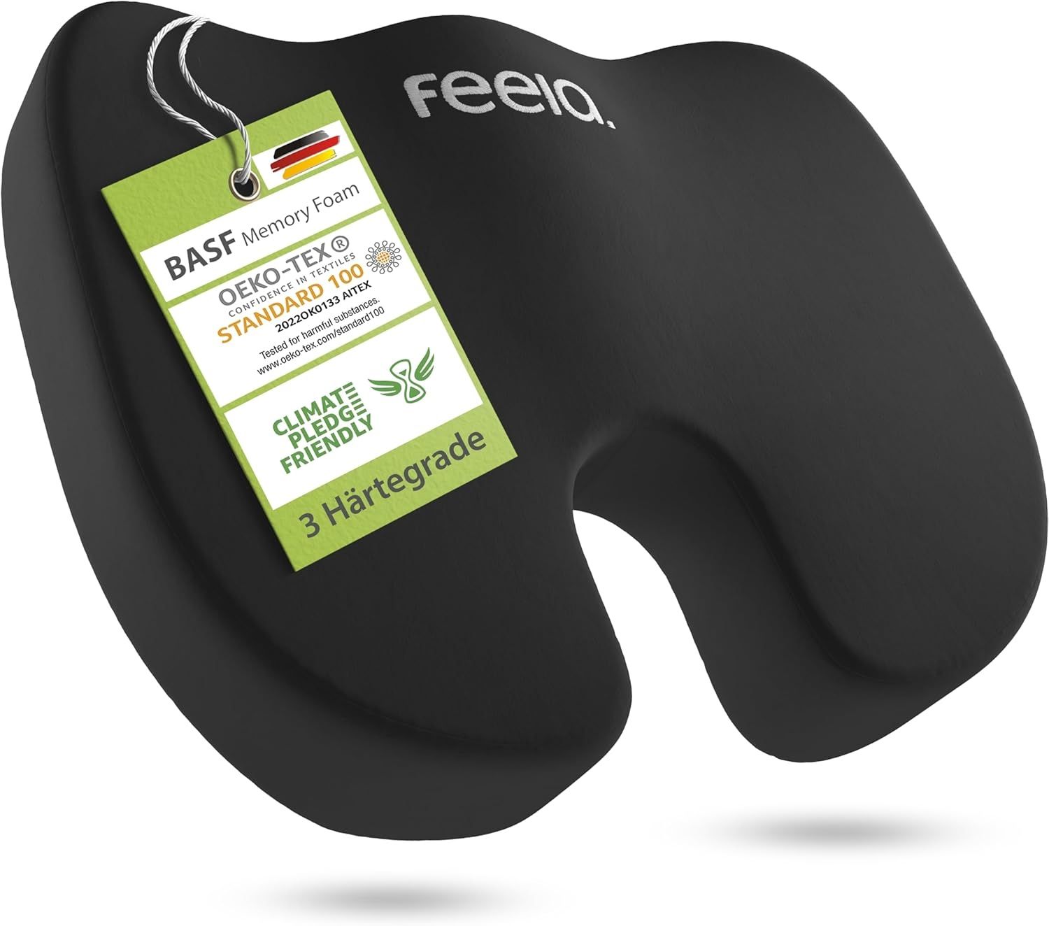 feela Sitzkissen Orthopädisches Auto-Sitzkissen – entlastet Rücken & Steißbein, Mehr Komfort auf langen Fahrten – fördert Haltung & entspanntes Sitzen