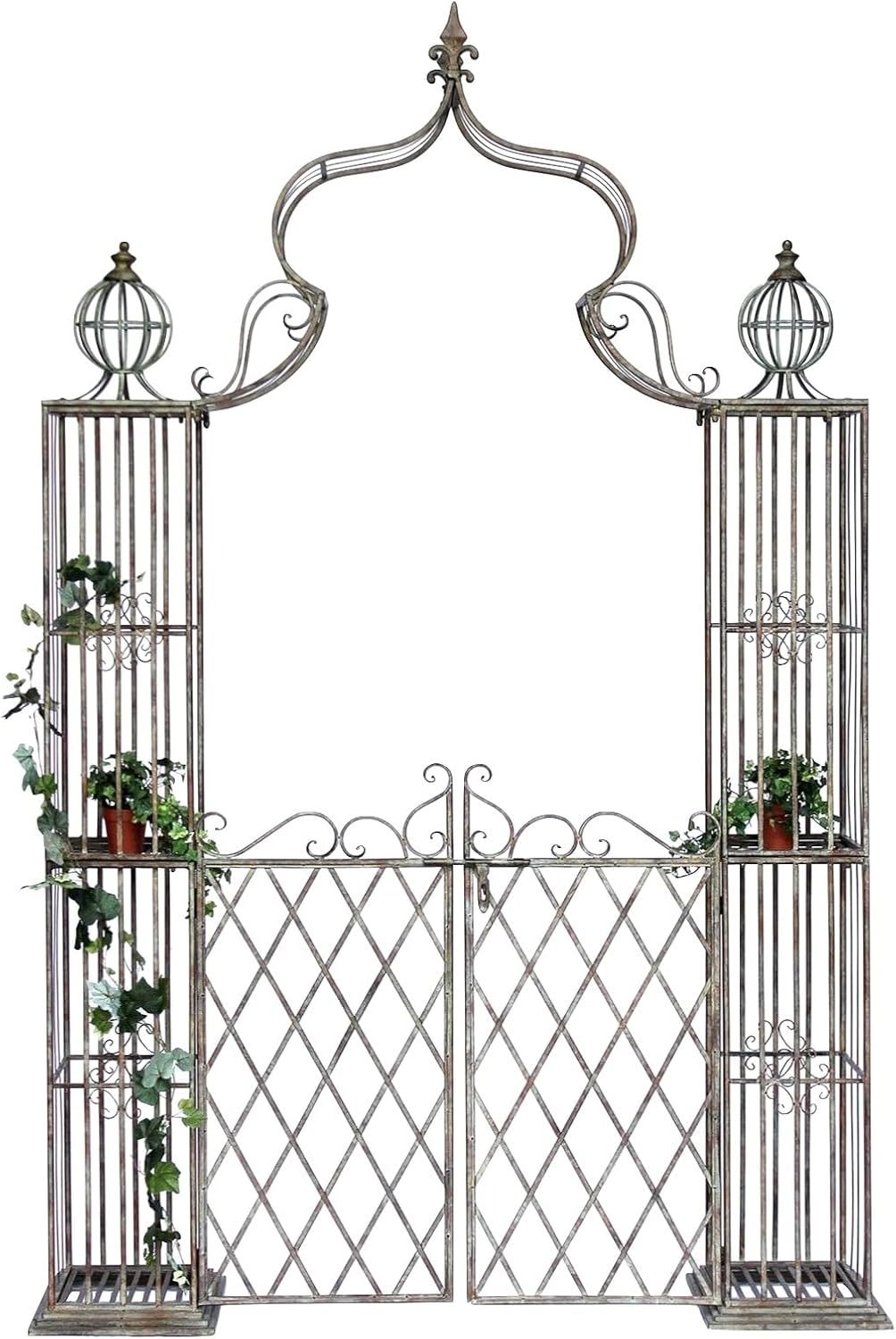 DanDiBo Rosenbogen mit Tor Pforte Metall 275x170 cm Rundbogen Torbogen Pergola 110241 Schmiedeeisen Rankhilfe Gartentor