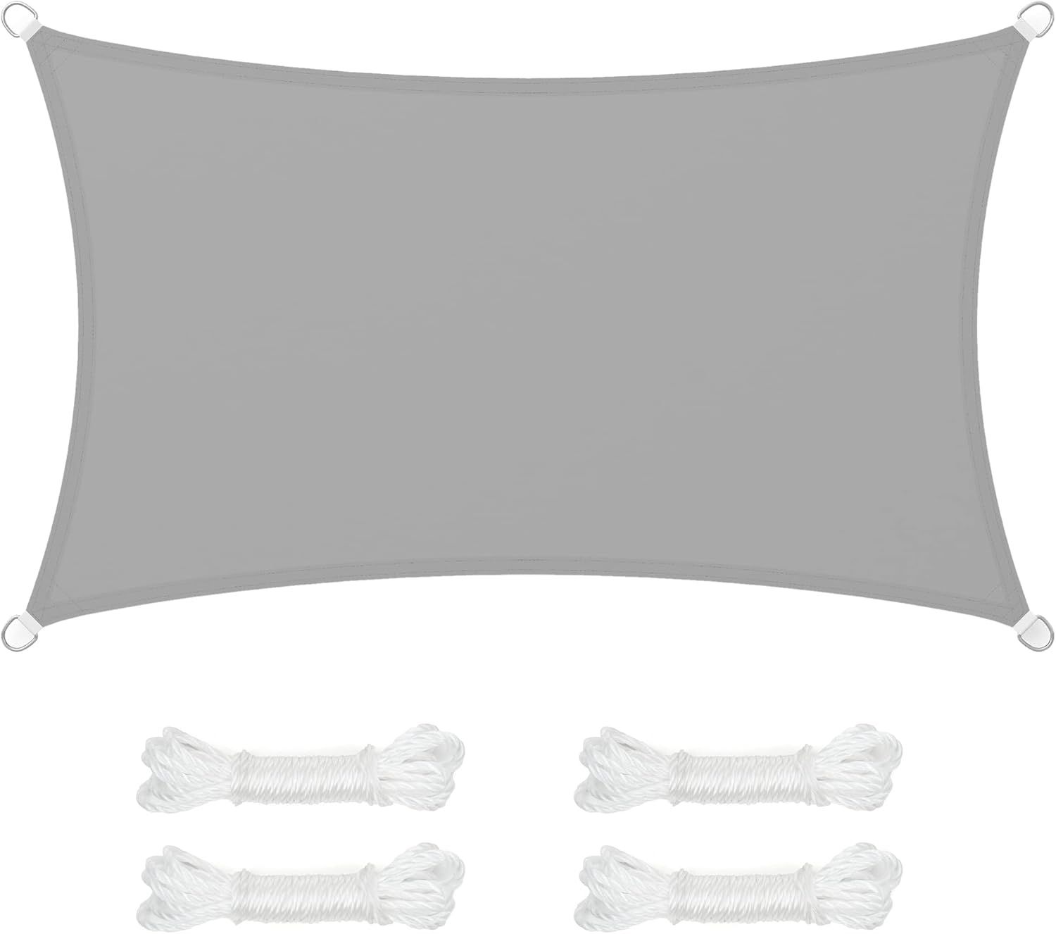 Songmics Sonnensegel 3x5 m, Wasserfest (Mind. 1000 Mm), Uv-Schutz, Sonnenschutz Aus Rei Ÿfestem Polyester, H Lt 93% Sonnenstrahlen Ab, Wetterfest, Garten, Balkon, Terrasse, Camping, Hellgrau GSH35QY
