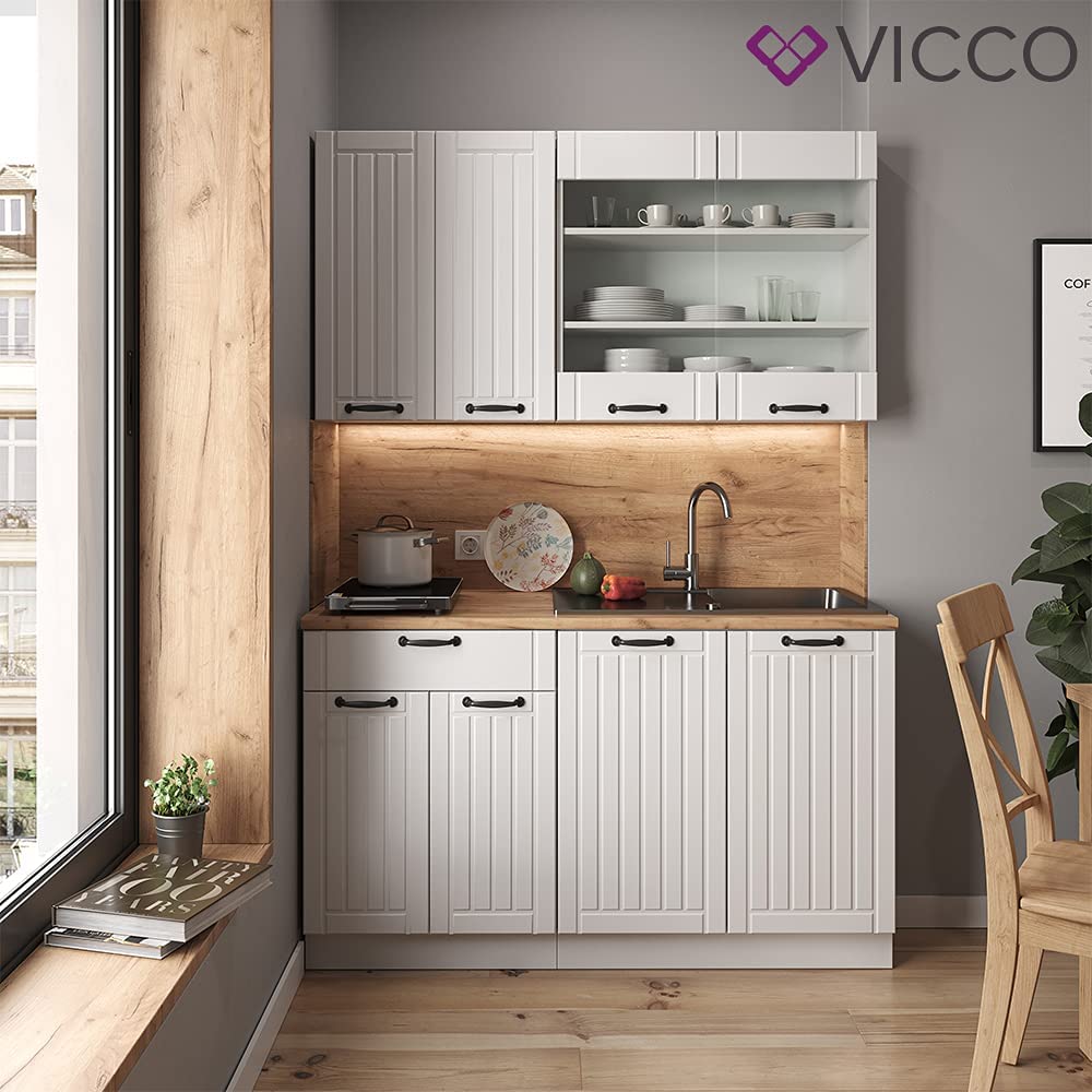 Vicco Cuisine en angle Fame-Line 227x60cm Bleu foncé