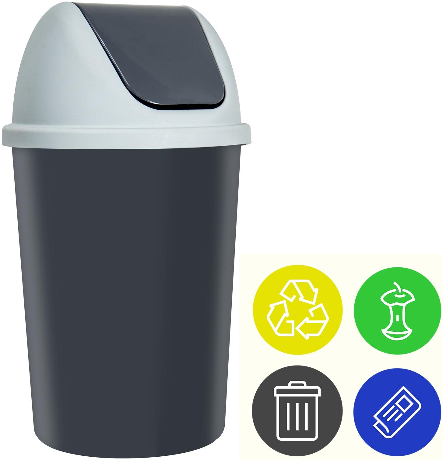 3er-Set Mülleimer Mit Schwingdeckel – 12,7 L, Schwarz/gold | Schlank Für Bad, Küche & Büro