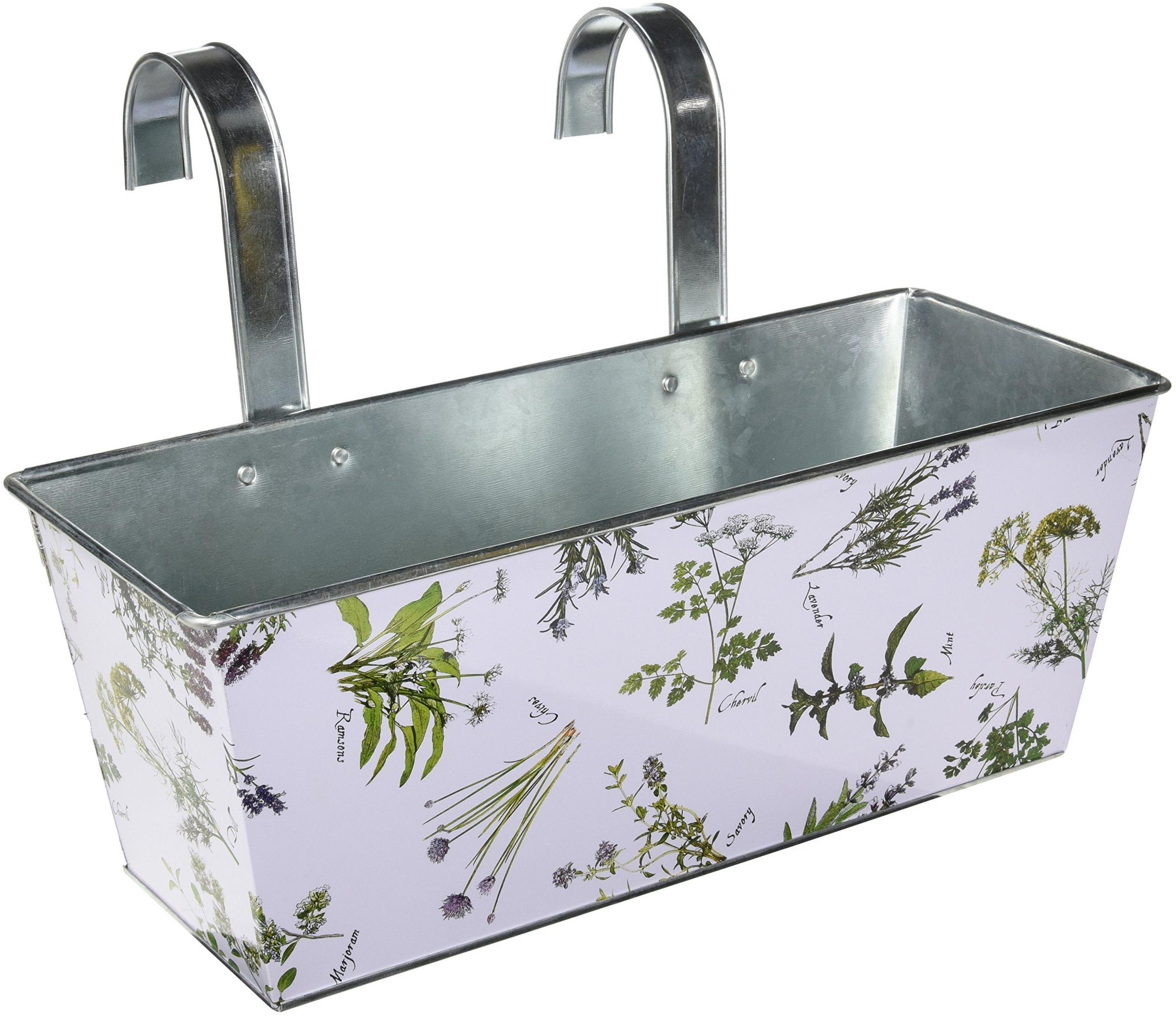Esschert Design Balkonkasten, Blumenkasten mit Kräuterdruck aus Zink