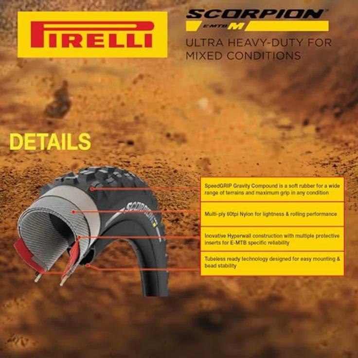 Pirelli Scorpion™ E-MTB M, Veloreifen 29 x 2.60 mit SmartGRIP Gravity Gummimischung und HyperWALL-Karkasse für Trail- und Enduro-Einsatz – Bild 3
