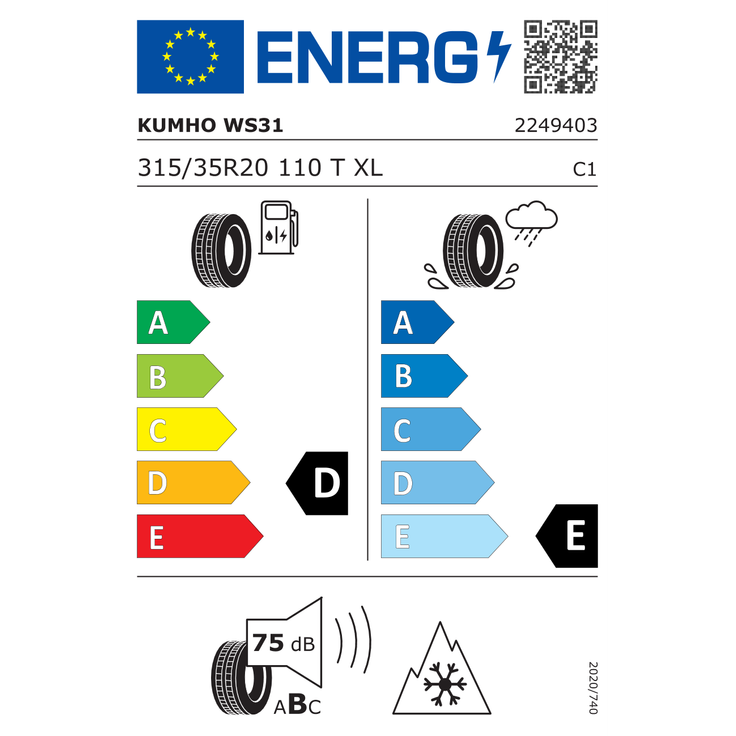 Kumho Wintercraft SUV Ice WS31 315/35R20 110 T