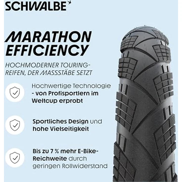 Schwalbe Marathon Efficiency, Veloreifen 27.5 x 2.35 (60-584), leicht und rollwiderstandsoptimiert für schnelles Touring – Bild 2
