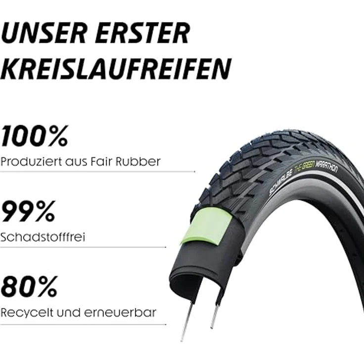 Schwalbe Marathon HS620, Veloreifen mit 3 mm GreenGuard-Einlage, E-Bike kompatibel bis 50 km/h, Reflexstreifen, anti-aging Seitenwand – Bild 5