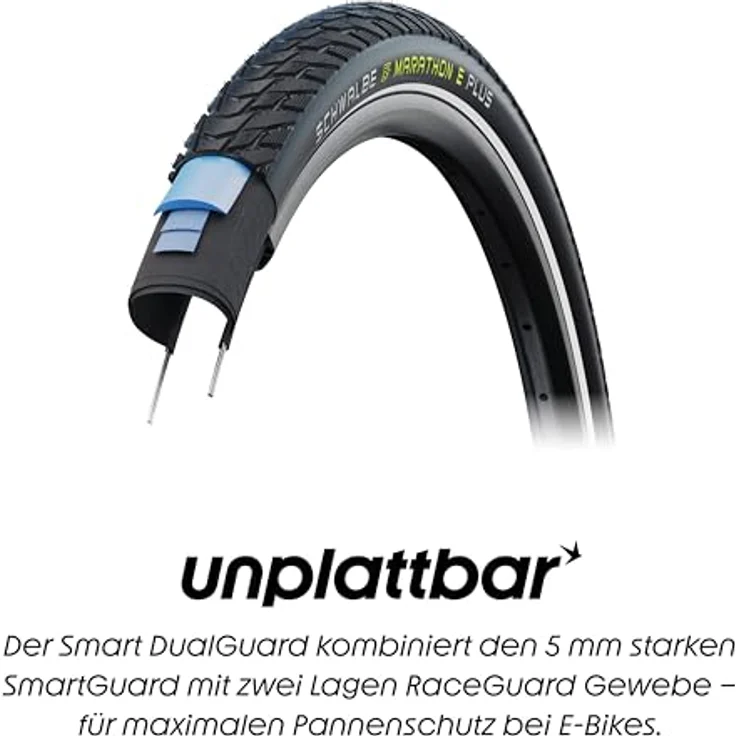 Schwalbe Marathon E-Plus, Veloreifen 28 x 1.40 (37-622) für E-Bikes, mit SmartDualGuard und Addix E-Gummimischung, hohe Pannensicherheit und Tragfähigkeit – Bild 5