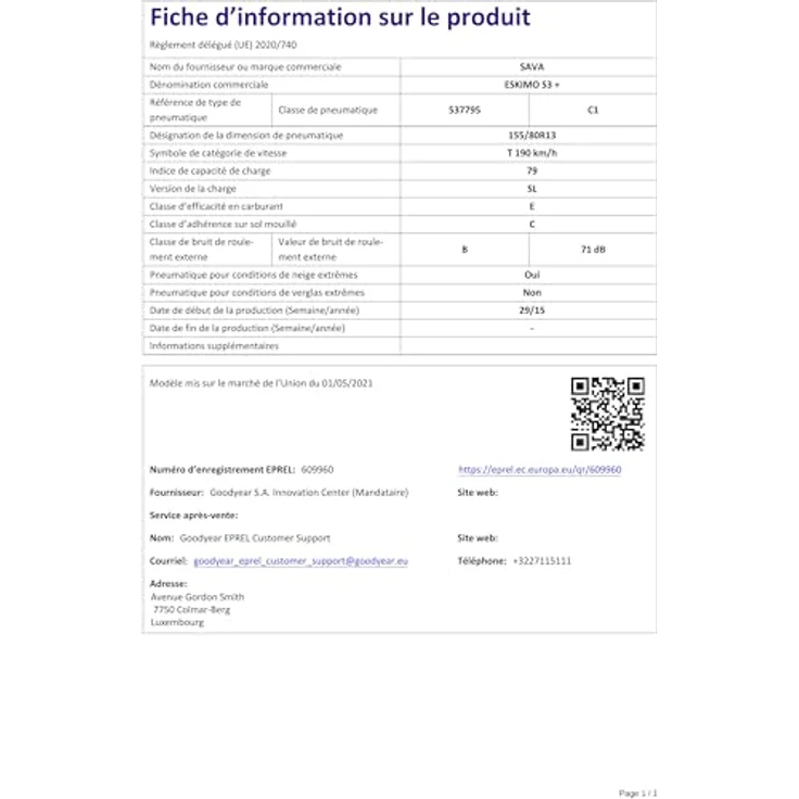 Sava Eskimo S3 Plus 155/80R13 79 T – Bild 4