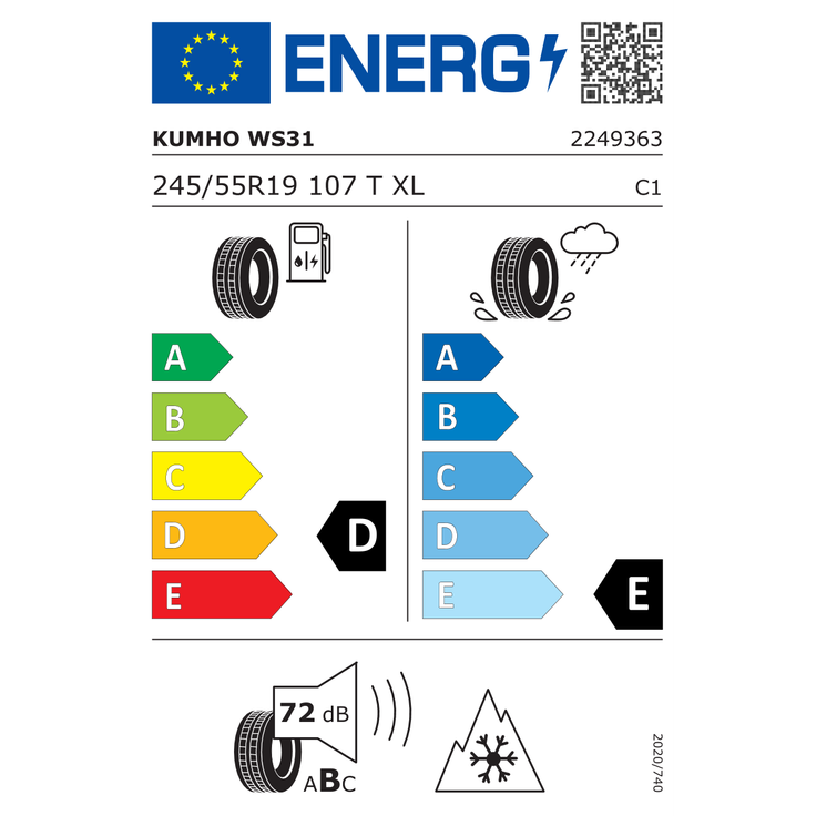 Kumho Wintercraft SUV Ice WS31 245/55R19 107 T