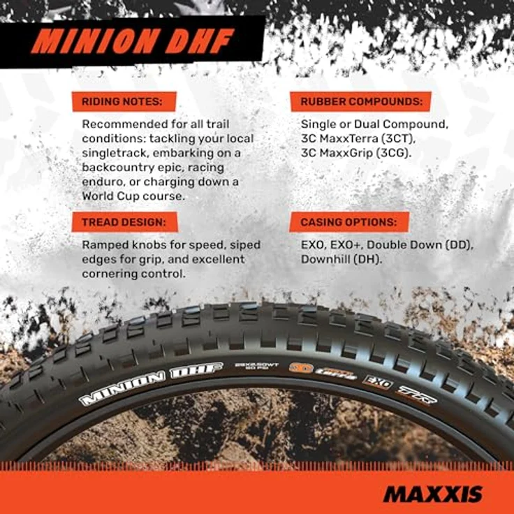 Maxxis Minion DHF TR EXO, Faltreifen 27.5 x 2.30 für Mountainbike, Tubeless Ready mit EXO Protection – Bild 3
