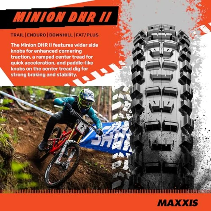 Maxxis Minion DHR II, Veloreifen 27.5 x 2.30, Tubeless Ready, EXO Protection, Dual Compound, für MTB – Bild 2