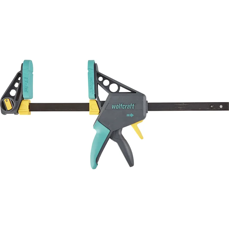 wolfcraft EHZ 100-300 Einhandzwinge PRO 3031000, Kraftvolle Zwinge zum professionellen Spannen von Werkstücken mit nur einer Hand, Spannkraft: 120 kg - Spannweite: 300 mm