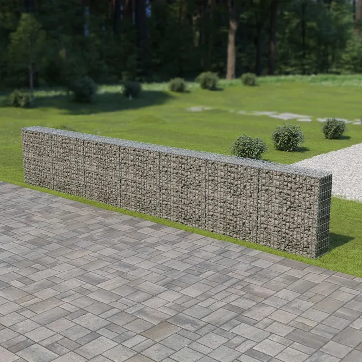 vidaXL Gabionenwand mit Abdeckung Verzinkter Stahl 600×30×100 cm