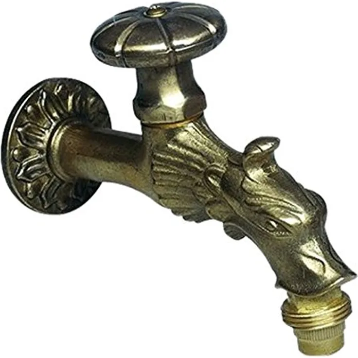 Puteus Wasserhahn Nostalgieauslaufhahn Drachenkopf, Golden Bewässerungszubehör