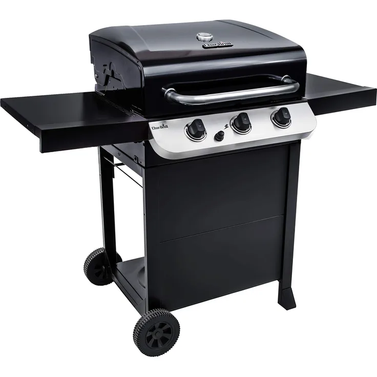 Char-Broil 310 B Convective Gasgrill, 3 Brenner, schwarz, mit Deckelthermometer, mit Warmhalterost