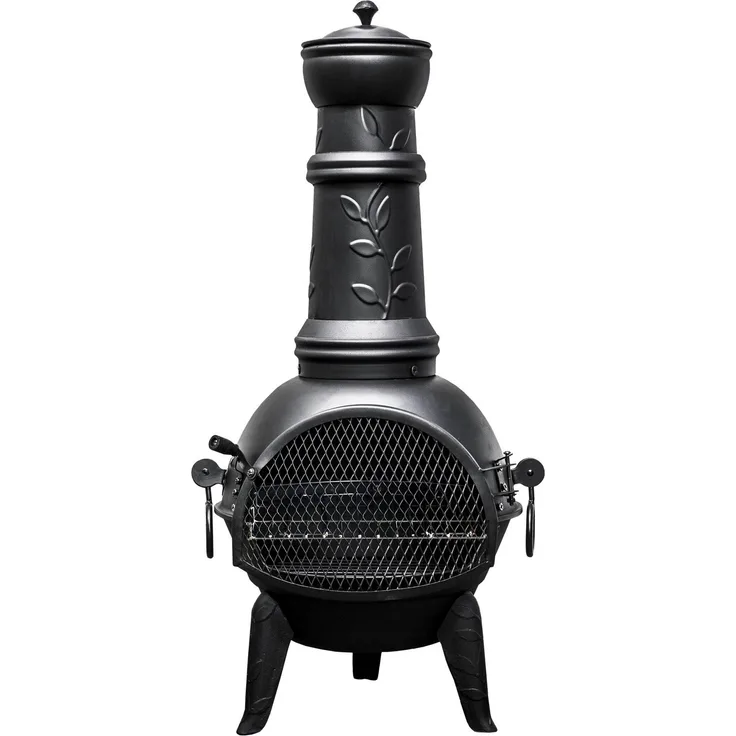 Buschbeck Feuerstelle, Gartenkamin Leaf, schwarz, 48 x 48 x 136 cm, 90109.000
