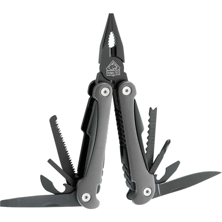 Puma TEC Erwachsene Werkzeug Multitool Zange mit Feder Länge geöffnet: 16.7 cm Messer, grau, One size – Bild 1