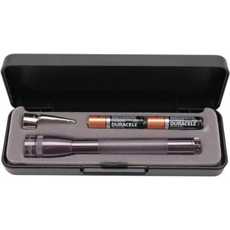 Maglite LED-Taschenlampe SP32092U SUPER MINI R3 LED Taschenlampen mit Alkaline Batterie im Etui, 1,8 cm Kopfdurchmesser, 12,7 Länge, Grau