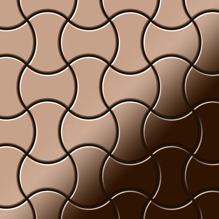 Mosaik Fliese massiv Metall Titan hochglänzend in kupfer 1,6mm stark ALLOY Infinit-Ti-AM Designed by Karim Rashid 0,91 m2