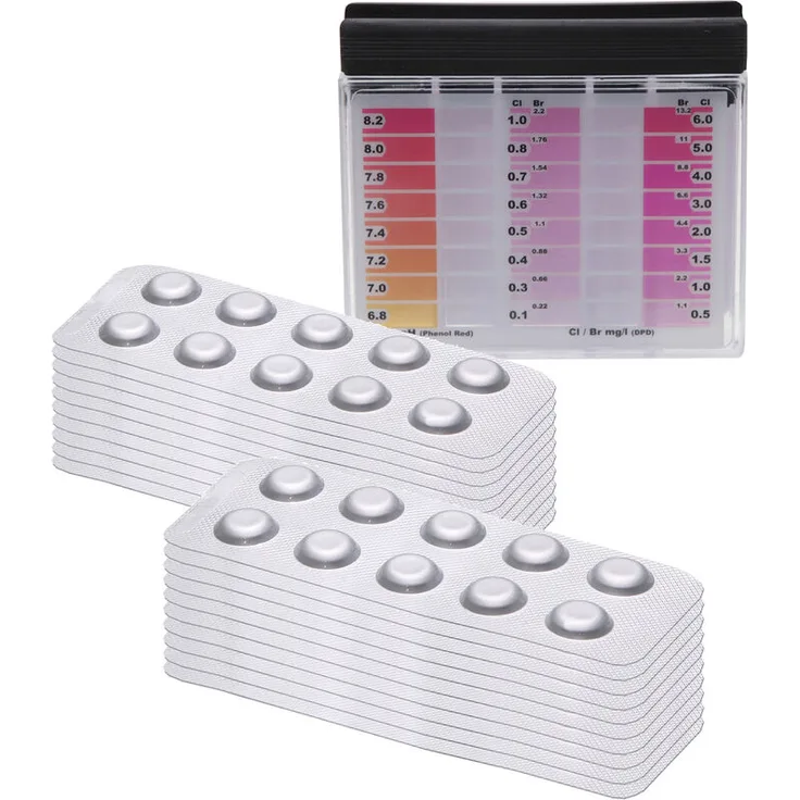 POWERHAUS24 Premium Rapid Tester mit 200 Testtabletten Chlor und pH
