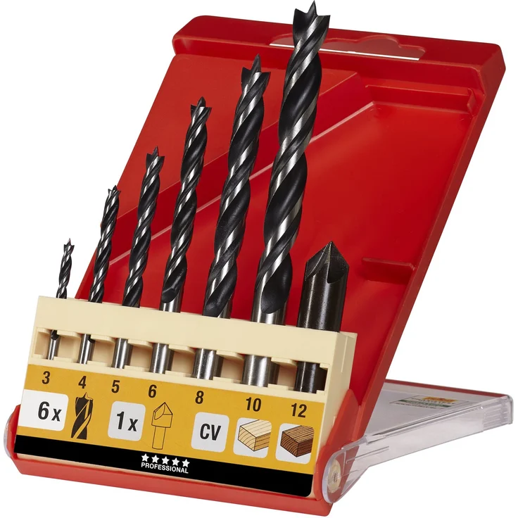 kwb CV Holzbohrer-Set – Holz-Spiralbohrer für Hartholz und Weichholz, 7-teilig inkl. 90-Grad Senker – Bild 1