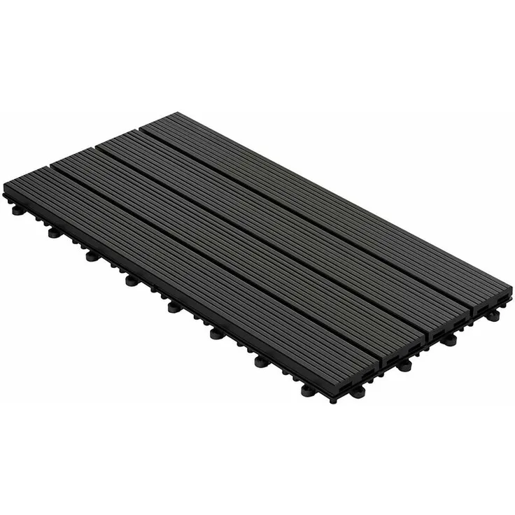 Floordirekt Klickfliesen WPC-Terrassendielen Royal Anthrazit 60x30 cm 6 Stück