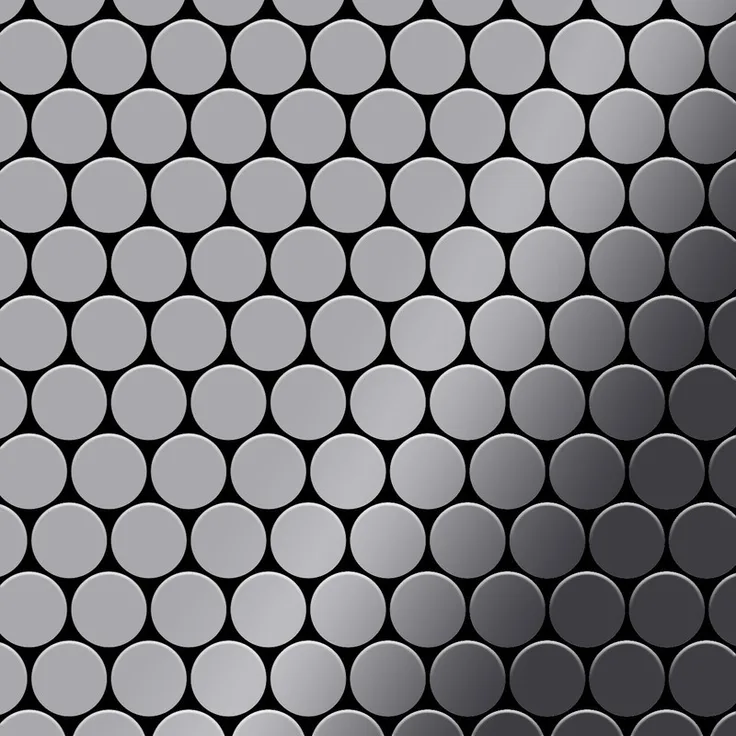 Alloy Mosaik Fliese massiv Metall Edelstahl hochglänzend in grau 1,6mm stark Dollar-S-S-M 0,88 m2