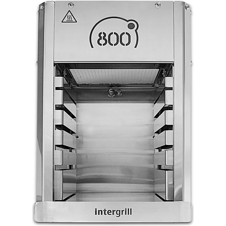 intergrill 800° Gasgrill Light Steakgrill Hochleistungsgrill 12,6kg Oberhitzegrill Campinggrill Farbe Grau Edelstahl inkl. Grillrost Gastroschale Schutzschublade Griff Piezoimpulszündung, Maße 38,5 x 22 x 33,5 cm – Bild 3