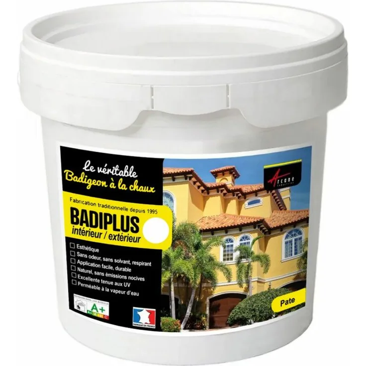 Arcane Industries - Kalkfarbe für drinnen und draußen - BADIPLUS - MYKONOS Rein-Weiß - 5 kg-Kit, bis zu 25 m²
