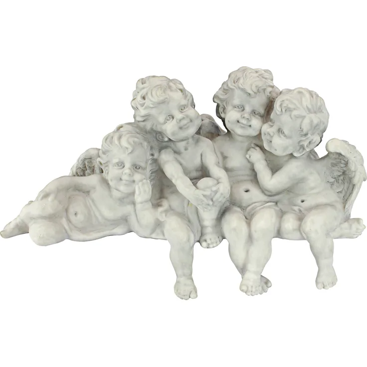 Design Toscano Figur Puttenkonklave Sitzende Engel, silber, 14 x 45,5 x 30,5 cm, SH380151