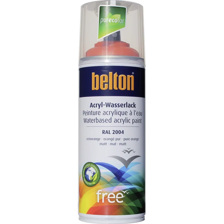 belton Free Lackspray 400 ml, Acryl Wasserlack, reinorange, matt – Bild 1