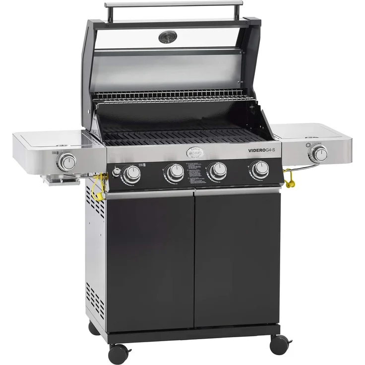 RÖSLE Gasgrill BBQ-Station VIDERO G4-S Vario+ Nero Schwarz, Grill mit 4 Edelstahlbrennern, extra Primezone und Seitenbrenner, klappbare Seitentische, VARIO+, pulverbeschichteter Stahl, Version 2021 – Bild 2