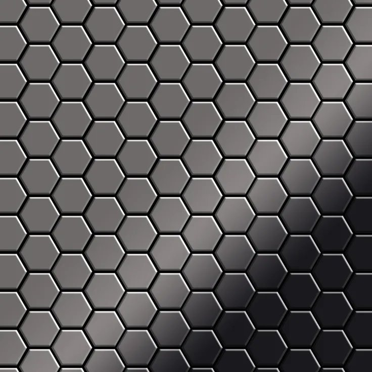 Alloy Mosaik Fliese massiv Metall Titan hochglänzend in dunkelgrau 1,6mm stark Honey-Ti-SM 0,92 m2