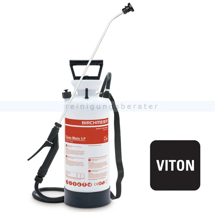 Birchmeier Clean Matic 5 P rot Drucksprühgerät Druckspeicher-Sprühgerät mit Flachstrahldüse, Vitondichtung