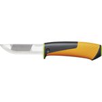 Fiskars Hochleistungsmesser inklusive Holster mit integriertem Messerschärfer, Gesamtlänge: 21,9 cm, Schwarz-Orange-Grün, 1023619