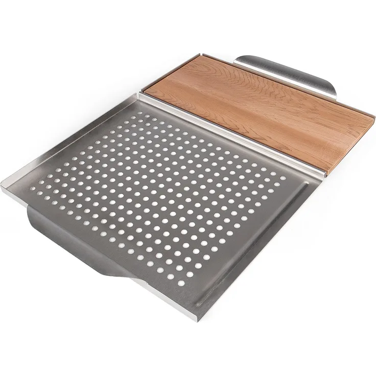 Rustler Grillplatte aus rostfreiem Edelstahl mit Räucherbrett | Grillplanke aus 100% original kanadischem Zedernholz | 45 x 30,5 x 3 cm | zum Grillen von Fleisch, Fisch und Gemüse