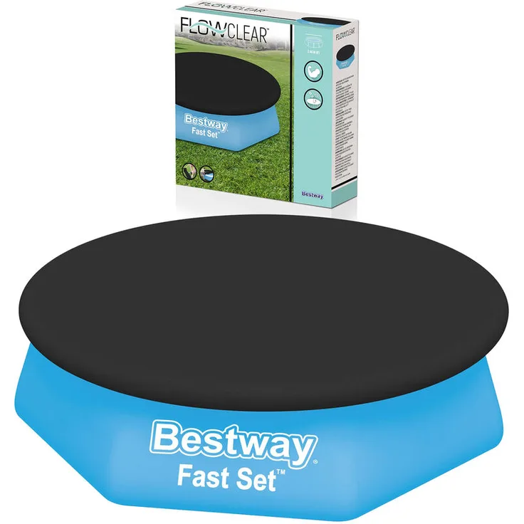 Ramroxx - BESTWAY Schutz Abdeckung für Fast Set Pool Swimmingpool Schwarz Ø 244cm