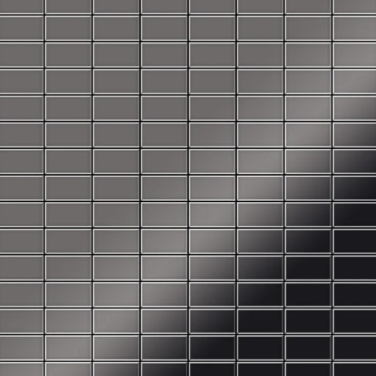 Alloy Mosaik Fliese massiv Metall Titan hochglänzend in dunkelgrau 1,6mm stark Bauhaus-Ti-SM 1,05 m2