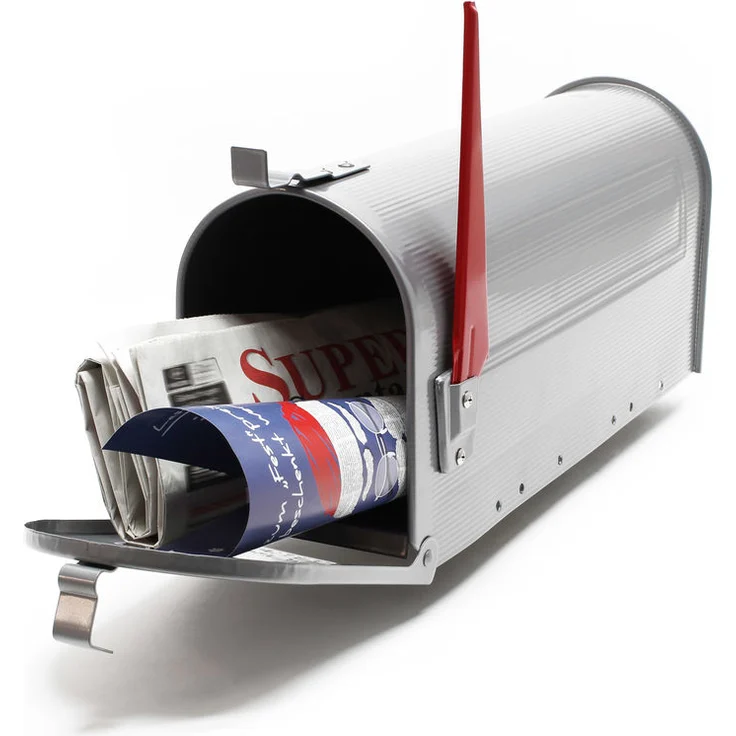 US Mailbox Amerikanisches Design silberfarben Briefkasten Standbriefkasten