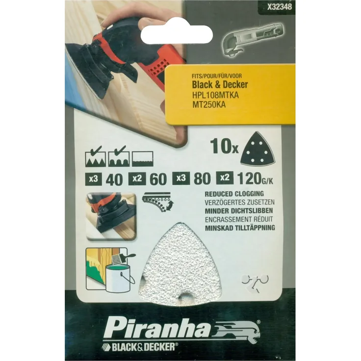 10x Black&Decker Piranha Schleifpapier X32348 40/60/80/120 G/K Schleif Blatt