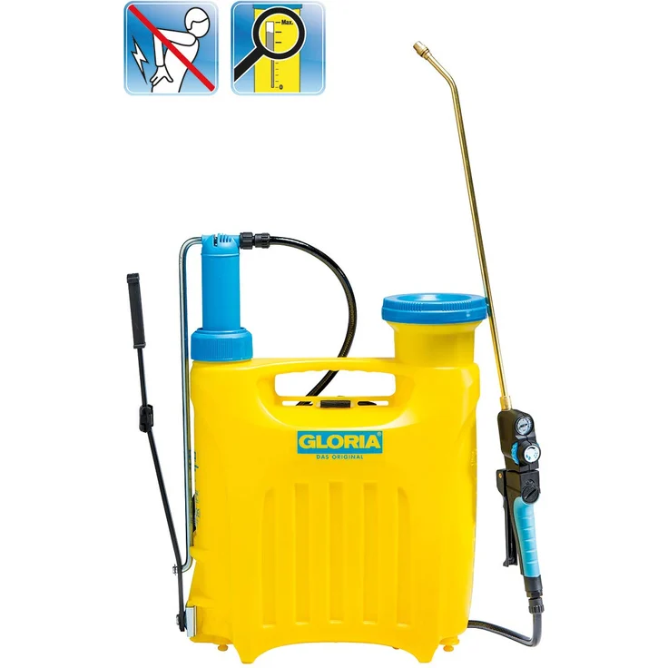 GLORIA Kolbenrückensprühgerät Hobby 1200 | Gartenspritze | 12 L Füllinhalt | Rückenspritze mit Druckregler | Gepolsterte Schultergurte