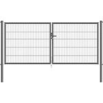 Metallzaun Doppeltor für Einstabmatte anthrazit zum Einbetonieren 299 cm x 125 cm