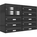 8er Briefkasten Anlage Aufputz - Wandmontage RAL 7016 Anthrazit Klingel Ausführung 3