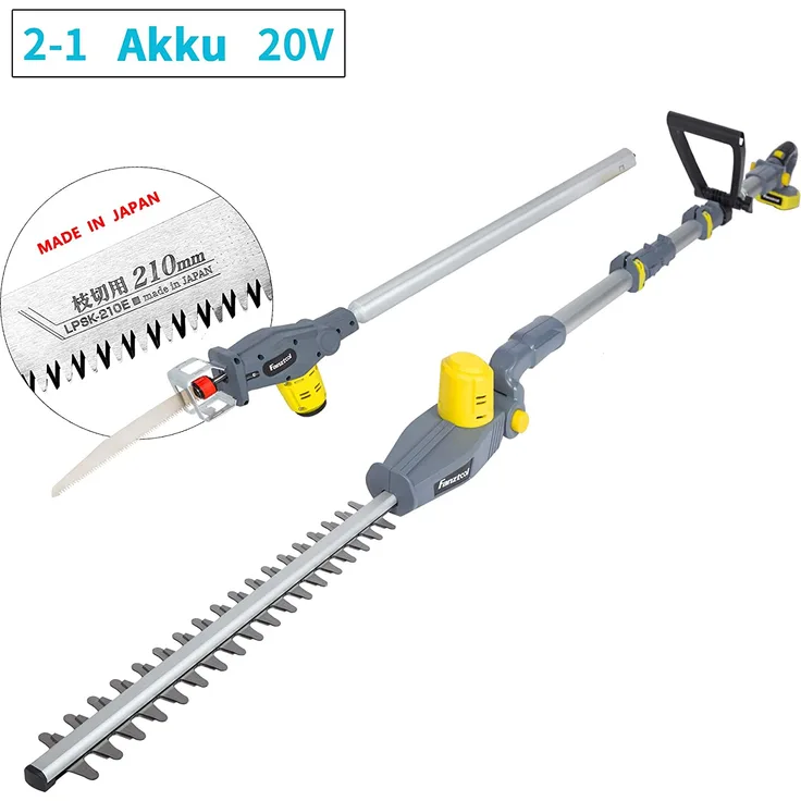FANZTOOL 20V Li-Ion Akku 2-in-1 Hochentaster-teleskop Heckenschere mit 2Ah Akku & Ladegerät, Reichweite bis 5 m, 17 cm Schnittstärke, leichtes Gewicht 2,5 Kg