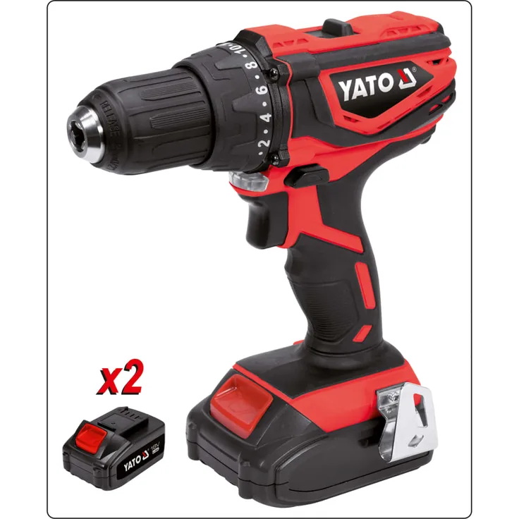 YATO Akku-Bohrschrauber mit 2x3,0Ah Li-Ion Akkus 18V 40Nm